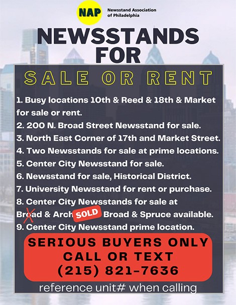 Newsstands for Sale Or Rent